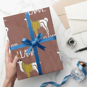 Funny Llama Just Killed a Man Wrapping Paper Roll Animal Pun Internet Meme TS02 Mocha Print Your Wear