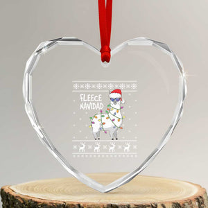 Funny Llama Xmas Heart Crystal Glass Ornament Fleece Navidad Feliz Merry Xmas Ugly Sweater TS02 Transparent Glass 3'' Heart Print Your Wear