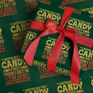 Funny Lollipop Van Gift Wrapping Paper Roll Creepy Adult I Gotta See The Candy First I'm Not Stupid TS10 Green Print Your Wear