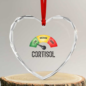 Funny Low Cortisol Stress Meter Heart Crystal Glass Ornament Low Medium High Anxiety Humor TS02 Transparent Glass 3'' Heart Print Your Wear