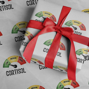 Funny Low Cortisol Stress Meter Wrapping Paper Roll Low Medium High Anxiety Humor TS02 White Print Your Wear