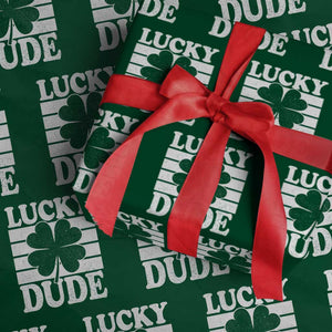 Funny Lucky Dude Wrapping Paper Roll Irish Boys St Patricks Day TS10 Green Print Your Wear