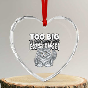 Funny Maine Coon Cat Heart Crystal Glass Ornament Too Big To Care About Your Existence TS12 Transparent Glass 3'' Heart Print Your Wear