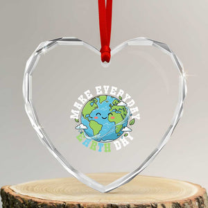 Funny Make Earth Day Every Day Heart Crystal Glass Ornament Cute Environmental Awareness Earth Day TS14 Transparent Glass 3'' Heart Print Your Wear