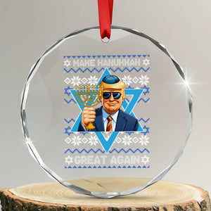 Funny Make Hanukkah Great Again Chanukah Trump Crystal Glass Ornament Jewish David Stars TS11 Transparent Glass 3'' Circle Print Your Wear