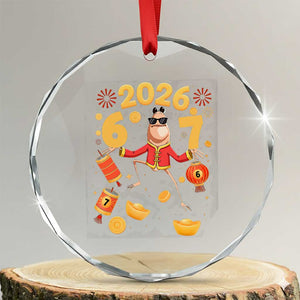 Funny Marcus The Worm Six Seven Meme Crystal Glass Ornament Lunar New Year 2026 Gift TS12 Transparent Glass 3'' Circle Print Your Wear