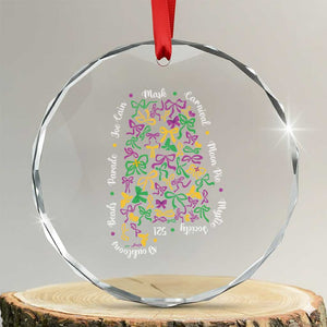 Funny Mardi Gras Alabama Map Coquette Bow Crystal Glass Ornament Moon Pie Carnival Joe Cain Beads TS11 Transparent Glass 3'' Circle Print Your Wear
