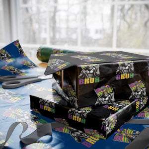 Funny Mardi Gras Bigfoot Bruh Wrapping Paper Roll Sasquatch Carnival NOLA American Flag TS11 Black Print Your Wear
