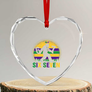 Funny Mardi Gras Bigfoot Heart Crystal Glass Ornament Six Seven Meme TS12 Transparent Glass 3'' Heart Print Your Wear