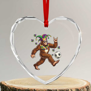 Funny Mardi Gras Bigfoot Playing Soccer Heart Crystal Glass Ornament Football Fan Gift TS12 Transparent Glass 3'' Heart Print Your Wear