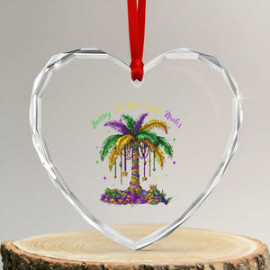 Funny Mardi Gras Coconut Palm Tree Heart Crystal Glass Ornament Laissez Les Bons Temps Rouler Beads Masks TS11 Transparent Glass 3'' Heart Print Your Wear