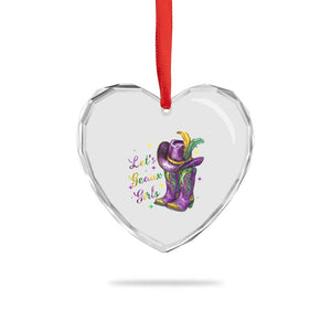 Funny Mardi Gras Cowgirl Heart Crystal Glass Ornament Let's Geaux Girls Western Cowgirl Boots Carnival TS11 Print Your Wear