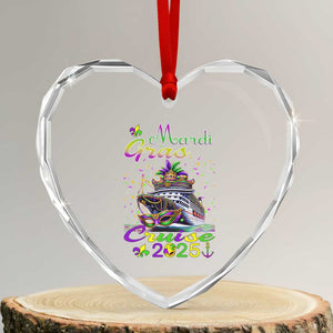 Funny Mardi Gras Cruise 2025 Heart Crystal Glass Ornament Trip New Orleans Family Matching TS11 Transparent Glass 3'' Heart Print Your Wear