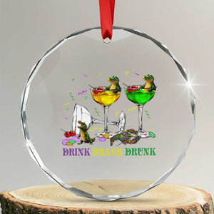 Funny Mardi Gras Drinking Crystal Glass Ornament Drink Drank Drunk Glass Of Wine Alligators TS11 Transparent Glass 3'' Circle Print Your Wear