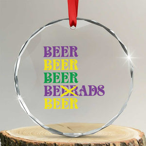 Funny Mardi Gras Drinking Crystal Glass Ornament Retro Beads Beer Carnival Party TS11 Transparent Glass 3'' Circle Print Your Wear
