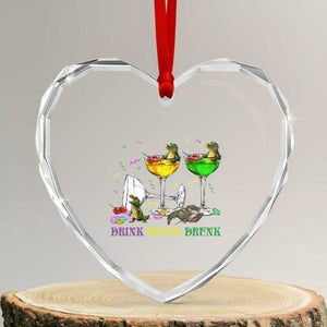 Funny Mardi Gras Drinking Heart Crystal Glass Ornament Drink Drank Drunk Glass Of Wine Alligators TS11 Transparent Glass 3'' Heart Print Your Wear