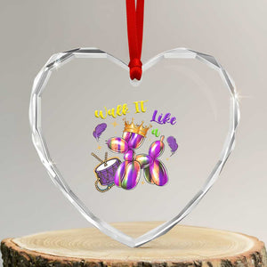 Funny Mardi Gras Heart Crystal Glass Ornament Walk It Like A Dog Balloon New Orleans TS11 Transparent Glass 3'' Heart Print Your Wear