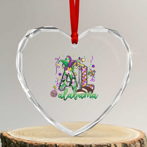 Funny Mardi Gras In Alabama AL Heart Crystal Glass Ornament Moon Pie Jester Hat TS11 Transparent Glass 3'' Heart Print Your Wear