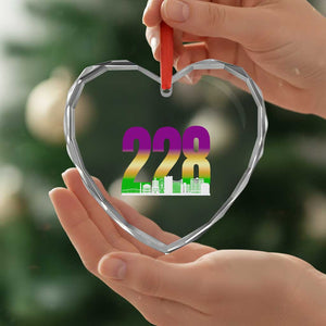 Funny Mardi Gras In Biloxi Mississippi Heart Crystal Glass Ornament 228 Skyline Area Code TS11 Print Your Wear