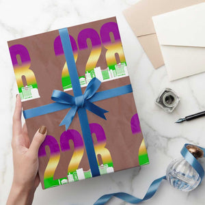 Funny Mardi Gras In Biloxi Mississippi Wrapping Paper Roll 228 Skyline Area Code TS11 Mocha Print Your Wear
