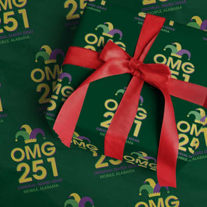 Funny Mardi Gras In Mobile Alabama Wrapping Paper Roll OMG 251 Original Mardi Gras Jester Hat TS11 Green Print Your Wear