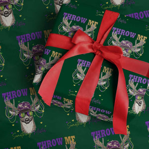 Funny Mardi Gras Mississippi Deer Wrapping Paper Roll Throw Me Something Mister Beads TS11 Green Print Your Wear