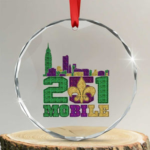 Funny Mardi Gras Mobile Alabama 251 Crystal Glass Ornament Skyline Area Code Glitter Print TS11 Transparent Glass 3'' Circle Print Your Wear