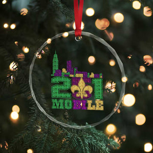 Funny Mardi Gras Mobile Alabama 251 Crystal Glass Ornament Skyline Area Code Glitter Print TS11 Print Your Wear