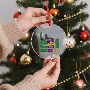 Funny Mardi Gras Mobile Alabama 251 Crystal Glass Ornament Skyline Area Code Glitter Print TS11 Print Your Wear