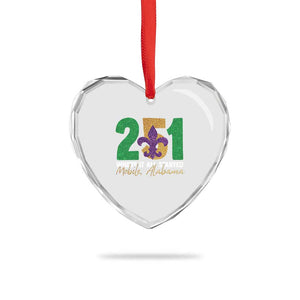 Funny Mardi Gras Mobile Alabama 251 Heart Crystal Glass Ornament Where It All Started Area Code Glitter Print TS11 Print Your Wear