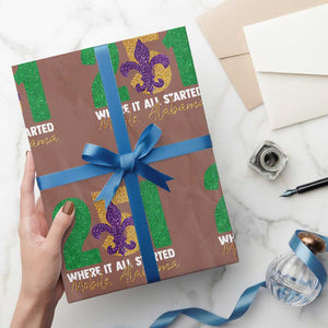 Funny Mardi Gras Mobile Alabama 251 Wrapping Paper Roll Where It All Started Area Code Glitter Print TS11 Mocha Print Your Wear