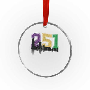Funny Mardi Gras Mobile Alabama Crystal Glass Ornament 251 Skyline Area Code Glitter Print TS11 Print Your Wear