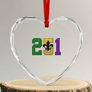 Funny Mardi Gras Mobile Alabama Heart Crystal Glass Ornament 251 Area Code Glitter Print Fleur De Lis TS11 Transparent Glass 3'' Heart Print Your Wear