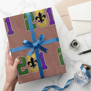 Funny Mardi Gras Mobile Alabama Wrapping Paper Roll 251 Area Code Glitter Print Fleur De Lis TS11 Mocha Print Your Wear