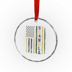 Funny Mardi Gras New Orleans Louisiana Crystal Glass Ornament 504 Nola Area Code Glitter Print American Flag TS11 Print Your Wear