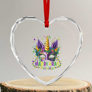 Funny Mardi Gras Princess Heart Crystal Glass Ornament Unicorn Mask Party TS11 Transparent Glass 3'' Heart Print Your Wear
