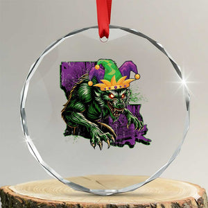 Funny Mardi Gras Rougarou Crystal Glass Ornament Cryptids Of Louisiana Jester Hat TS11 Transparent Glass 3'' Circle Print Your Wear