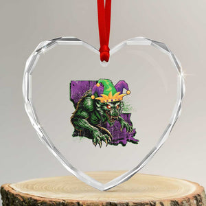 Funny Mardi Gras Rougarou Heart Crystal Glass Ornament Cryptids Of Louisiana Jester Hat TS11 Transparent Glass 3'' Heart Print Your Wear