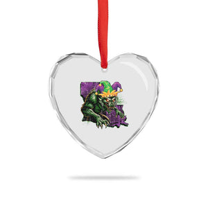 Funny Mardi Gras Rougarou Heart Crystal Glass Ornament Cryptids Of Louisiana Jester Hat TS11 Print Your Wear