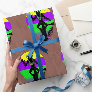 Funny Mardi Gras Rougarou Wrapping Paper Roll Beads Carnival Cryptids Of Louisiana TS11 Mocha Print Your Wear