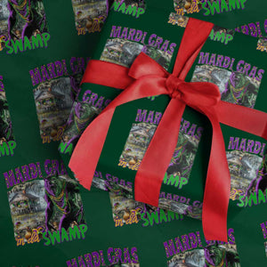 Funny Mardi Gras Rougarou Wrapping Paper Roll Mardi Gras In Da Swamp Cryptids Of Louisiana TS11 Green Print Your Wear