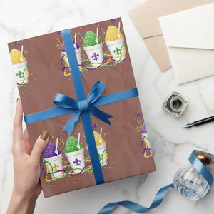 Funny Mardi Gras Snowballs Fat Tuesday Carnival Beads Wrapping Paper Roll TS11 Mocha Print Your Wear