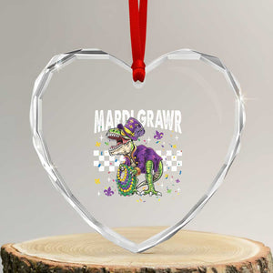 Funny Mardi Gras T-rex Dinosaur Heart Crystal Glass Ornament Mardi Grawr Beads Carnival Party TS11 Transparent Glass 3'' Heart Print Your Wear