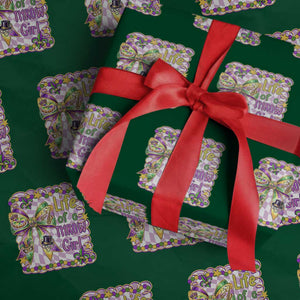 Funny Mardi Gras Throw Girl Life Wrapping Paper Roll Coquette Bow Carnival TS11 Green Print Your Wear