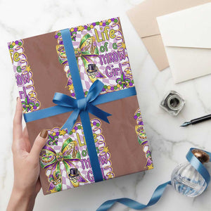 Funny Mardi Gras Throw Girl Life Wrapping Paper Roll Coquette Bow Carnival TS11 Mocha Print Your Wear