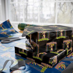 Funny Mardi Gras Throw Girl Wrapping Paper Roll New Orleans Carnival Beads TS11 Black Print Your Wear