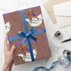 Funny Mardi Gras Wrapping Paper Roll Goose Crawfish Carnival Trendy Meme TS14 Mocha Print Your Wear