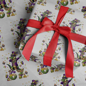 Funny Mardigator Alligator Six Seven Meme Wrapping Paper Roll Mardi Gras Gifts TS12 White Print Your Wear