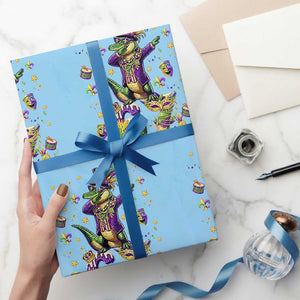 Funny Mardigator Alligator Six Seven Meme Wrapping Paper Roll Mardi Gras Gifts TS12 Light Blue Print Your Wear