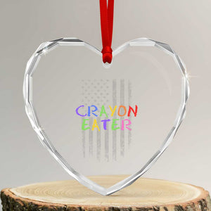 Funny Marine Military Veteran Heart Crystal Glass Ornament Crayon Eater American Flag TS11 Transparent Glass 3'' Heart Print Your Wear